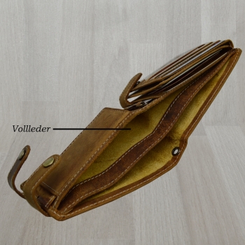 Wildleder Edition Herren Biker Geldbörsen mit RFID Schutz Hosenkette Riegelverschluss (Querf. braun)